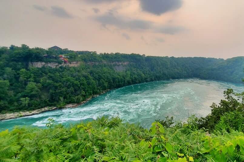 Whirpool rapids, Niagara Falls NY. Whirlpool scenic overlook. niagara river viewpoint in whirlpool state park. new york travel blog