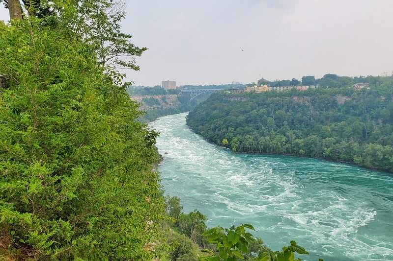 Whirpool of Niagara Falls NY. Whirlpool scenic overlook. niagara river viewpoint in whirlpool state park. new york travel blog