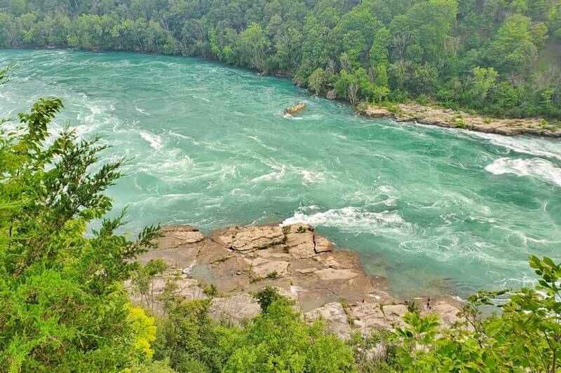 Whirpool of Niagara Falls NY. Whirlpool scenic overlook. niagara river viewpoint in whirlpool state park. new york travel blog