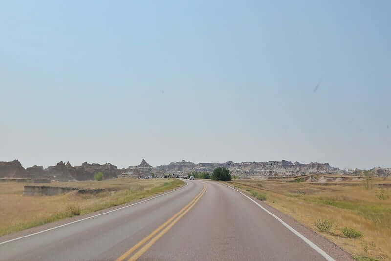driving to window trail parking lot. driving badlands loop road to window trail parking. south dakota travel blog