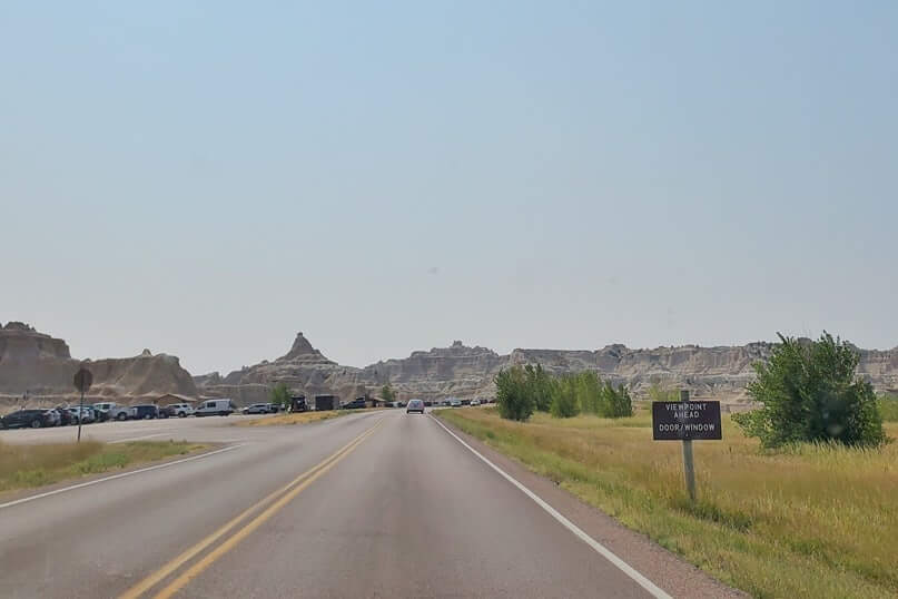 driving to window trail parking lot. driving badlands loop road to window trail parking. south dakota travel blog