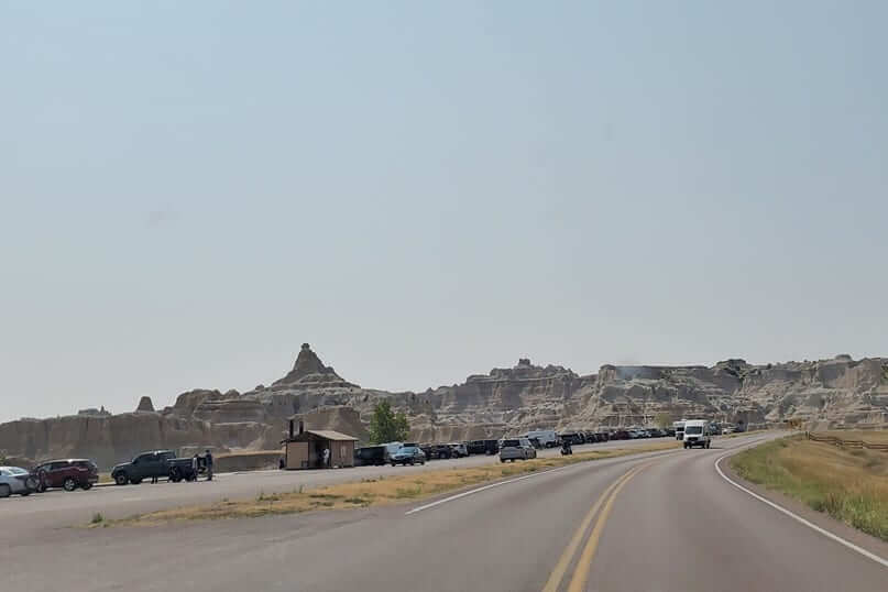 driving to window trail parking lot. driving badlands loop road to window trail parking. south dakota travel blog