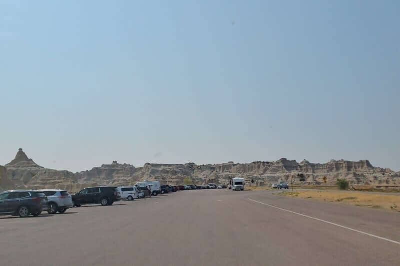 driving to window trail parking lot. driving badlands loop road to window trail parking. south dakota travel blog