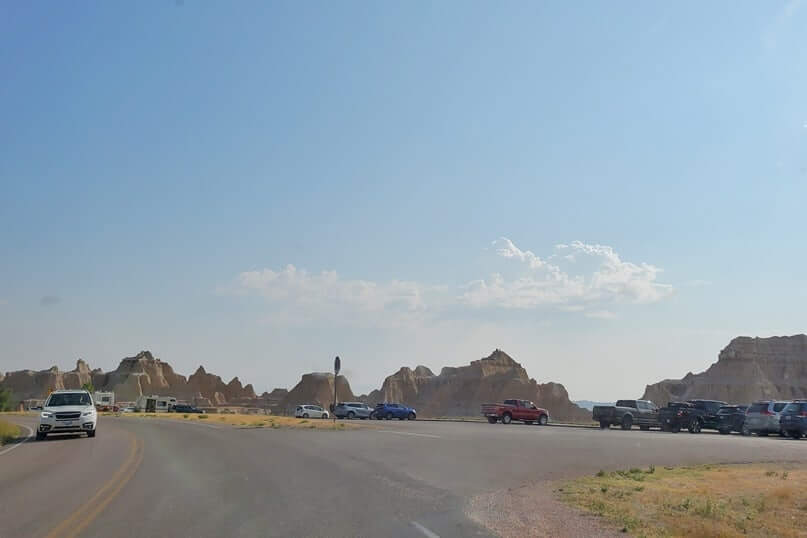driving to window trail parking lot. driving badlands loop road to window trail parking. south dakota travel blog