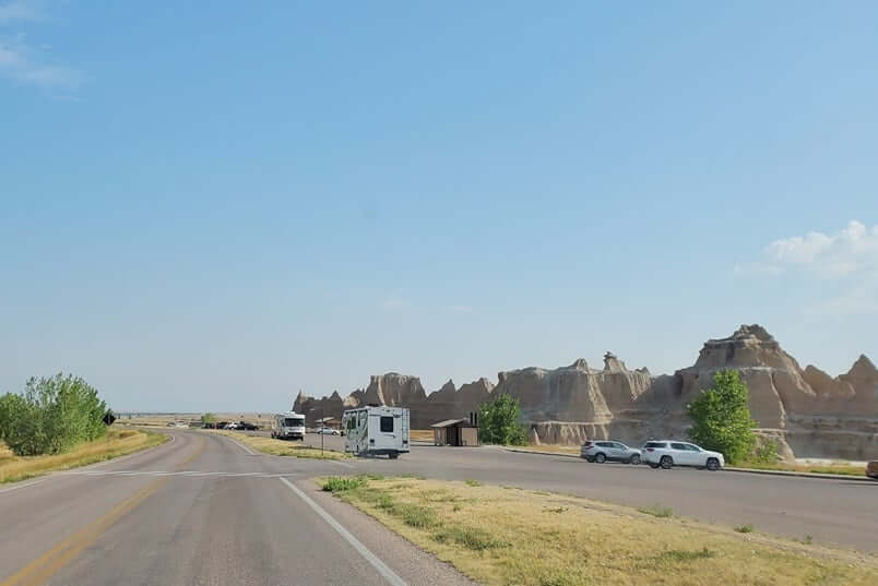 driving to window trail parking lot. driving badlands loop road to window trail parking. south dakota travel blog