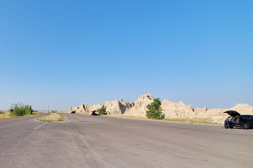 driving to window trail parking lot. driving badlands loop road to window trail parking. south dakota travel blog