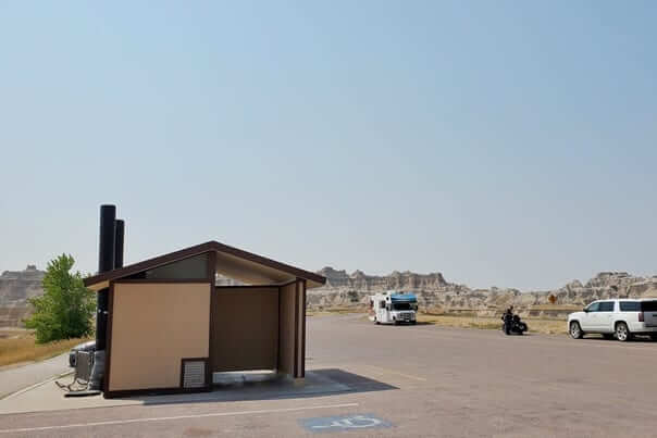bathroom near window trail. badlands loop road. south dakota travel blog