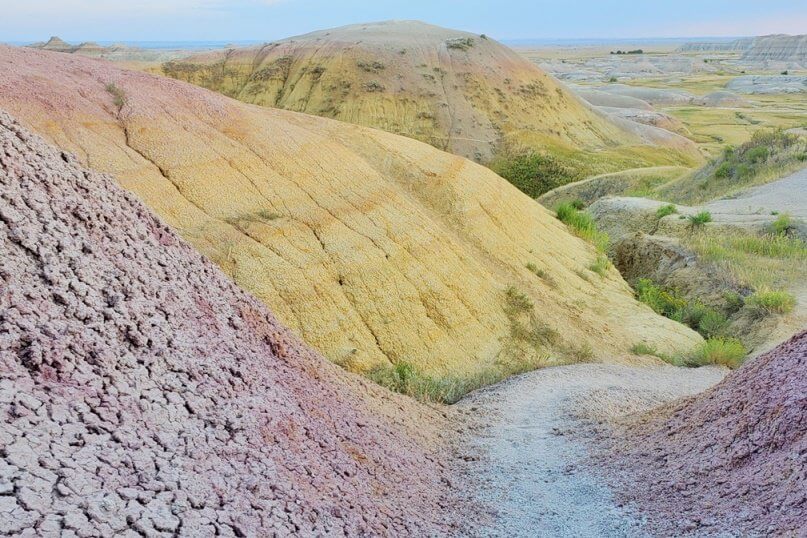 Hiking from Yellow Mounds Overlook. yellow mounds trail. Badlands National Park. sd travel blog