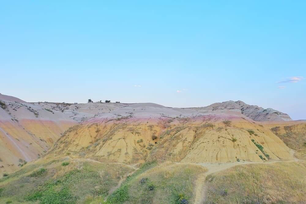 Hiking from Yellow Mounds Overlook. yellow mounds trail. Badlands National Park. sd travel blog