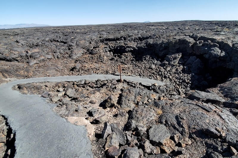 Caves Trail to Beauty Cave. Lava fields, Craters of the moon caves in Idaho. idaho travel blog