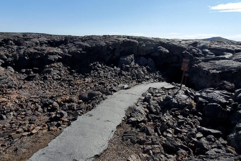 Caves Trail to Beauty Cave. Lava fields, Craters of the moon caves in Idaho. idaho travel blog