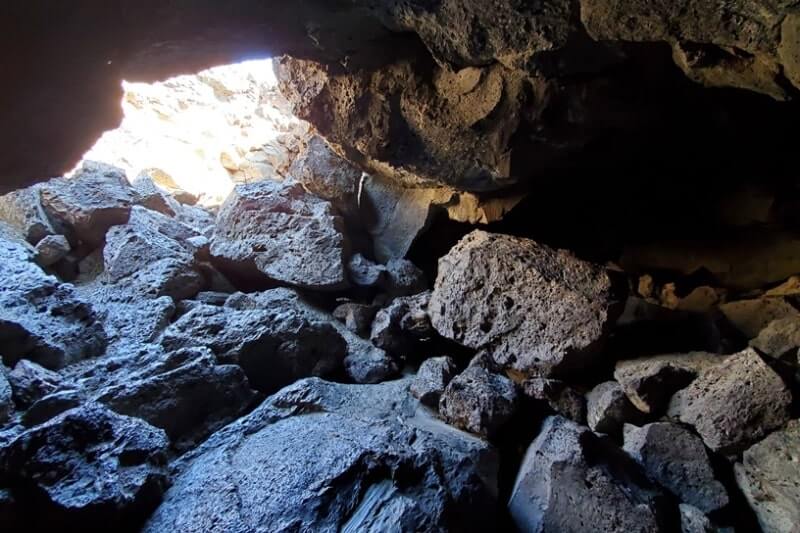 boy scout cave opening. lava tube in craters of the moon. idaho travel blog