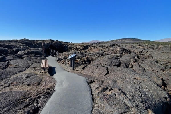 Caves Trail to Indian Tunnel. Lava fields, Craters of the moon tunnel in Idaho. idaho travel blog