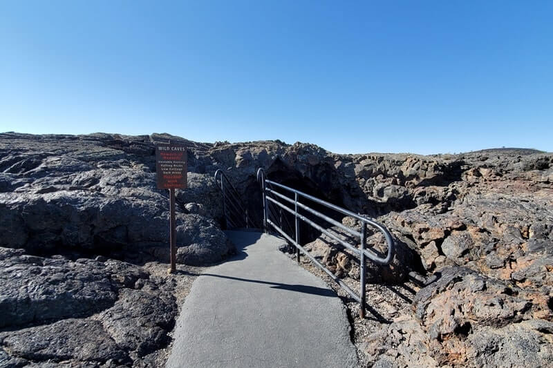 Caves Trail to Indian Tunnel. Lava fields, Craters of the moon tunnel in Idaho. idaho travel blog