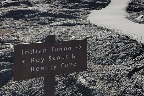 Caves Trail to Indian Tunnel. Craters of the moon tunnel in Idaho. idaho travel blog