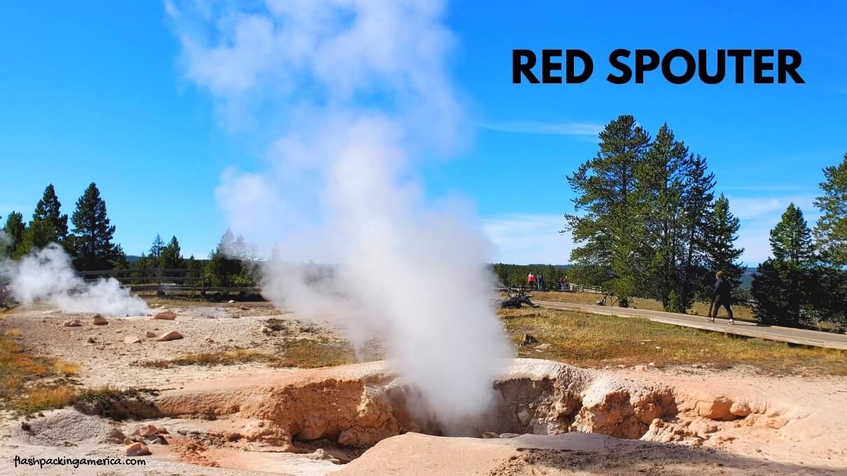 Red Spouter in Yellowstone National Park. yellowstone fumarole. yellowstone steam vents. wyoming travel blog