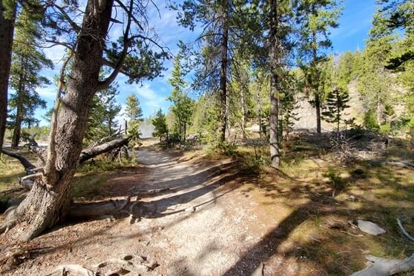 Solitary geyser trail. Hiking to Solitary Geyser: observation point trail to solitary geyser trail. yellowstone geyser hiking. wyoming travel blog