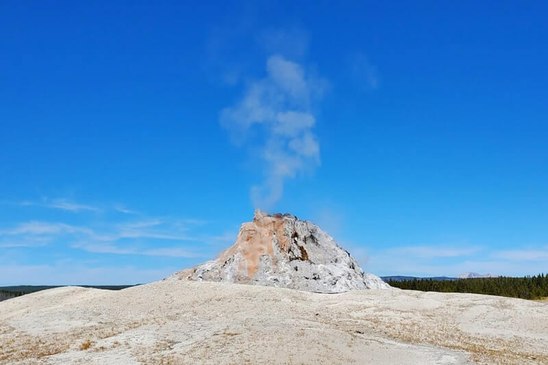 non erupting White Dome Geyser in Yellowstone National Park. geysers in Yellowstone. Yellowstone steam. wyoming travel blog