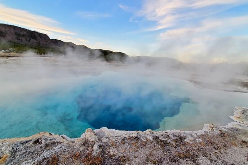 biscuit basin trail to sapphire pool to avoca spring. yellowstone wyoming travel blog