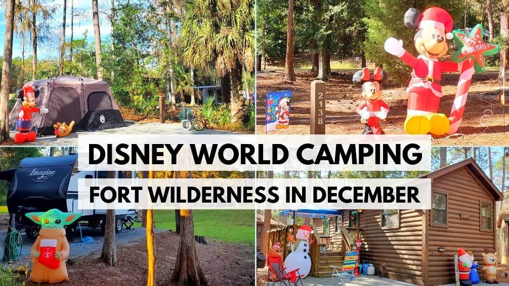 Fort Wilderness in December. Disney World in December. Disney World holiday activities. Christmas decorations. Fort Wilderness holiday decorations at campsite. florida travel blog