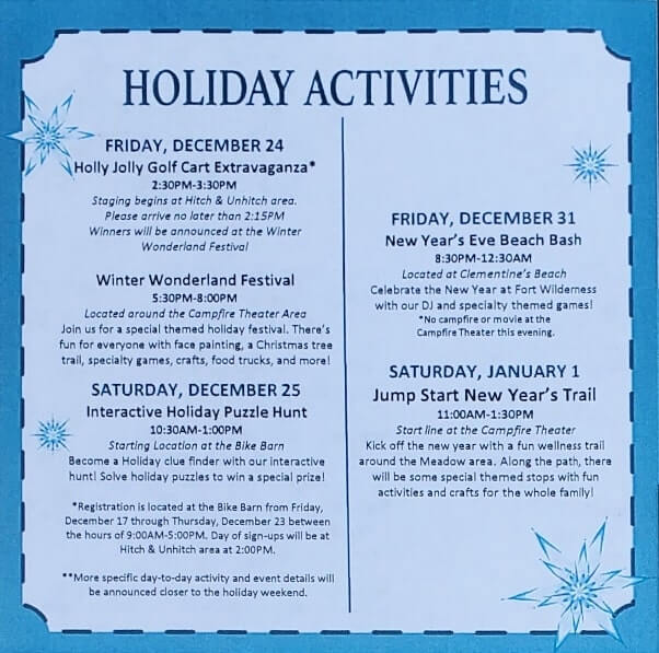 Fort Wilderness in December. Things to do at Disney World in December. Disney World holiday activities. Fort Wilderness holidays. florida travel blog