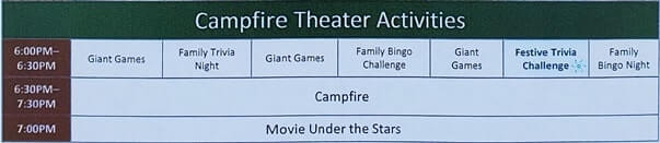 Fort Wilderness campfire in December. holiday campfire theater activities at fort wilderness campground. florida travel blog