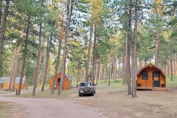 how to get to Custer State Park camping cabins: campground road to camping cabin. black hills. south dakota travel blog