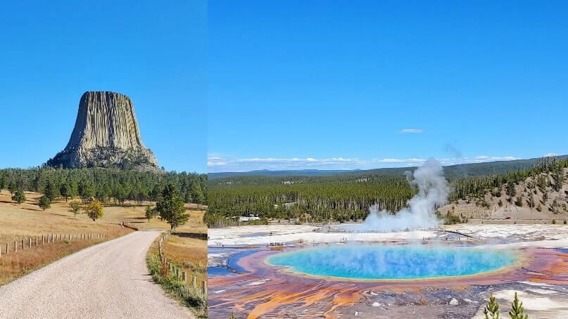 driving from Devils Tower to Yellowstone National Park road trip stops. what to see on the way from devils tower to yellowstone national park. road trip america. wyoming road trip travel blog