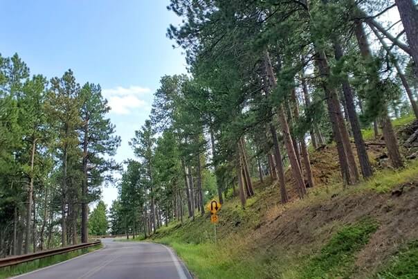 Driving iron mountain road away from scovel johnson tunnel. south dakota travel blog.