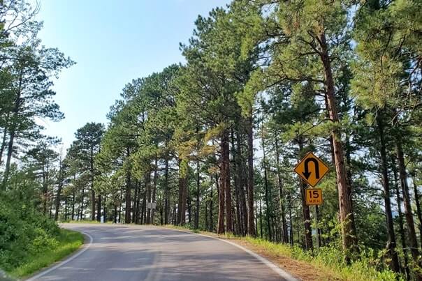 Driving iron mountain road away from scovel johnson tunnel. south dakota travel blog.