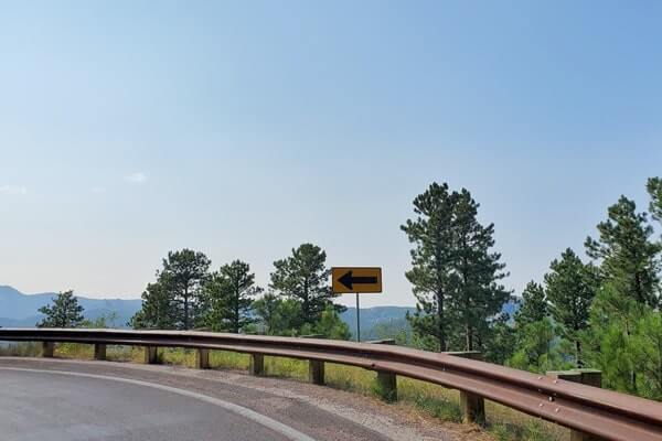 Driving iron mountain road away from scovel johnson tunnel. south dakota travel blog.