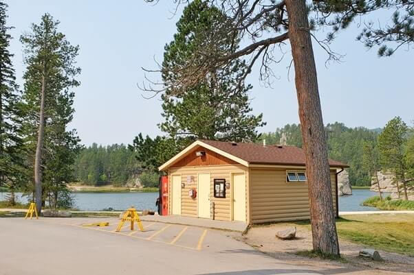 There are bathrooms at Sylvan Lake. custer state park. south dakota travel blog