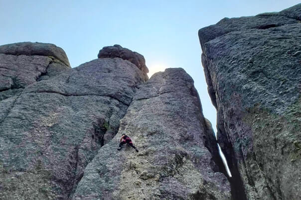 rock climbing at sylvan lake. custer state park rock climbing in the black hills. south dakota travel blog