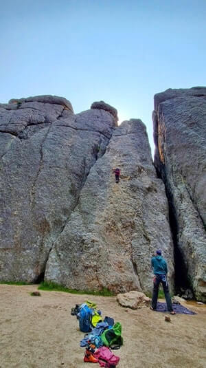 rock climbing at sylvan lake. custer state park rock climbing in the black hills. south dakota travel blog