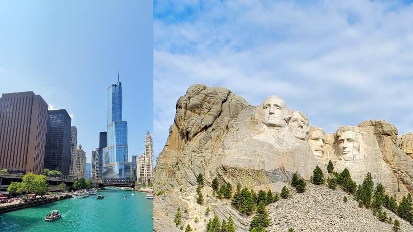 driving route from chicago to mount rushmore road trip. chicago to south dakota road trip. what is on the way from chicago to mount rushmore. road trip america