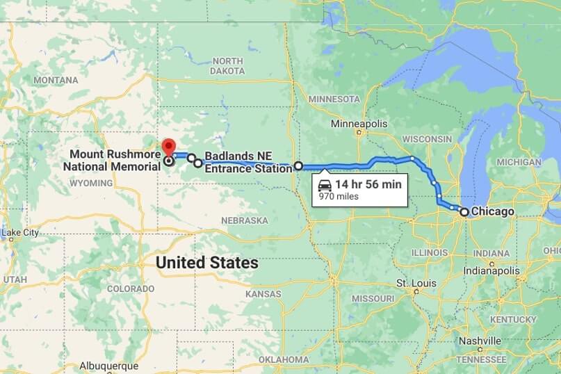 trip from chicago to mount rushmore