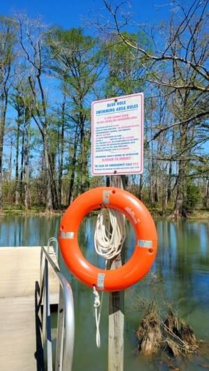 blue hole spring lifeguard. florida caverns state park swimming at springs. florida travel blog