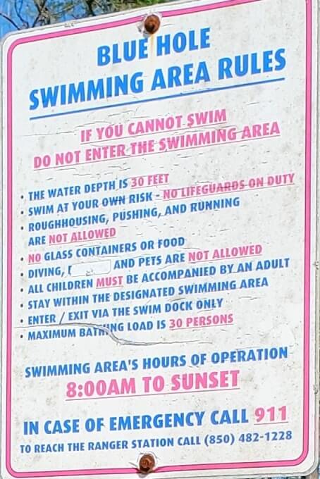 blue hole spring lifeguard. florida caverns state park swimming at springs. florida travel blog