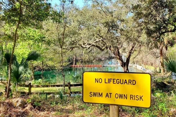 Fanning Springs State Park lifeguard for swimming area. florida travel blog