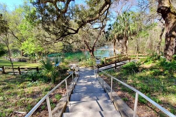 trail to Fanning Springs swimming area. florida travel blog.