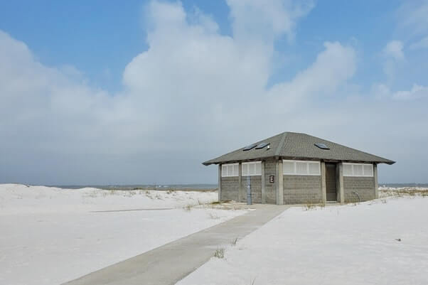 Opal Beach bathroom: Gulf Islands National Seashore, Santa Rosa day use area. florida travel blog