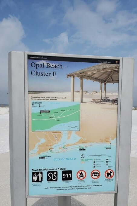 map of Opal Beach parking areas. map gulf islands national seashore florida, santa rosa area. florida travel blog