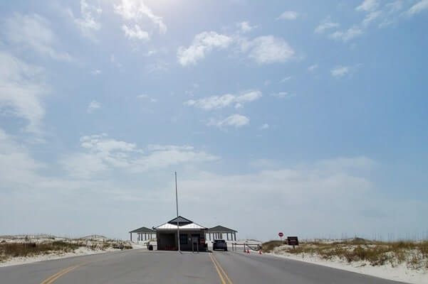 Driving to Opal Beach national park entry station. florida travel blog