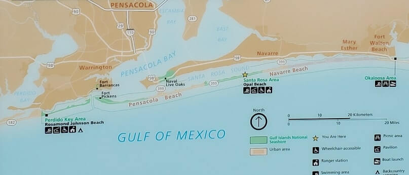 map of Opal Beach Florida: Gulf Islands National Seashore beaches. Santa Rosa area beaches. gulf coast beaches. florida travel blog
