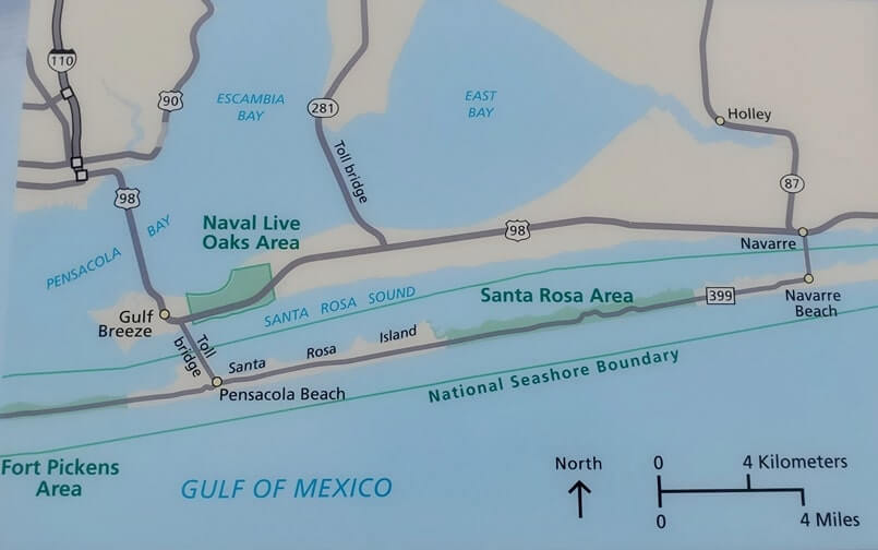 map of Opal Beach Florida: Gulf Islands National Seashore beaches. Santa Rosa area beaches. gulf coast beaches. florida travel blog