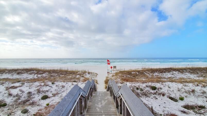 destin dunes boardwalk to henderson beach state park swimming beach. florida travel blog