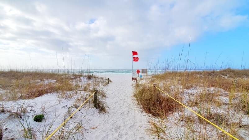 destin dunes boardwalk to henderson beach state park swimming beach. florida travel blog