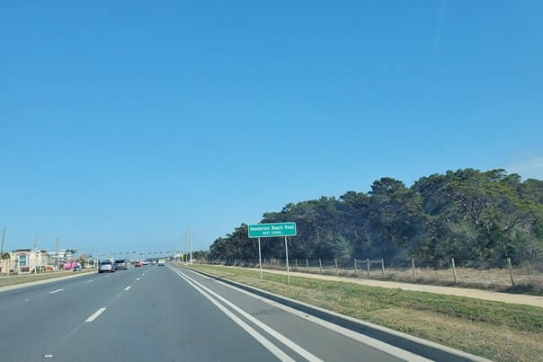 road to henderson beach state park. florida travel blog
