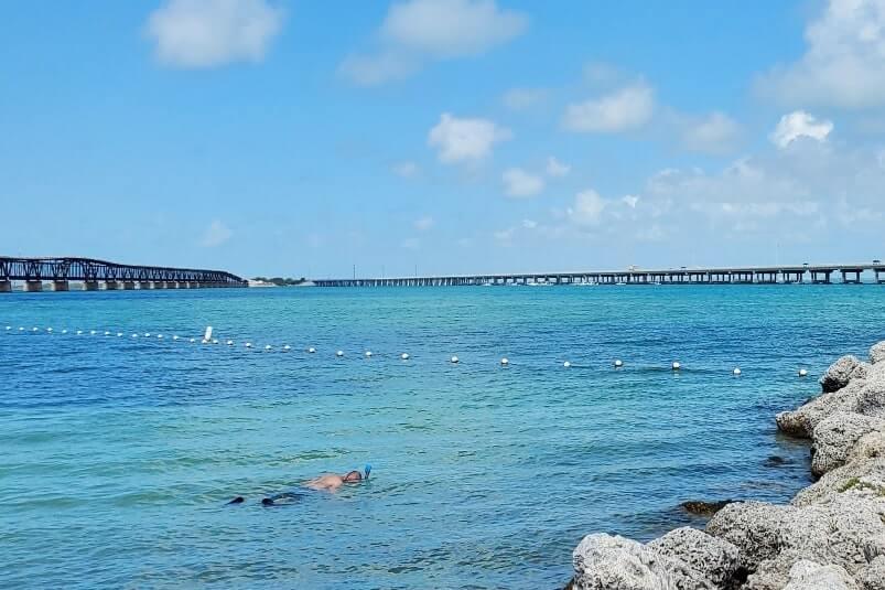 bahia honda state park snorkeling beach pier. florida keys travel blog