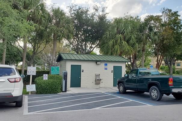 South Beach parking lot bathroom. Marco Island beach bathroom. florida travel blog